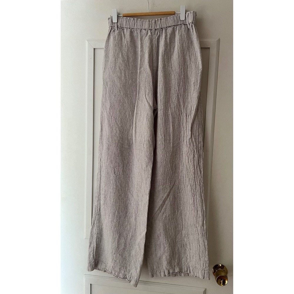 Poetry Women Grey Textured Linen Blend Wide Leg Trousers High Waist Pants Size 6 - Picture 6 of 10